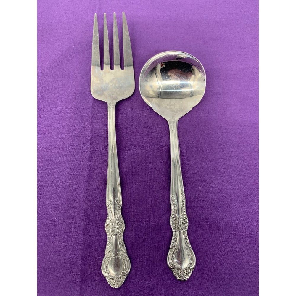 Cambridge Alyssa Pattern Stainless Indonesia Serving Fork and Spoon